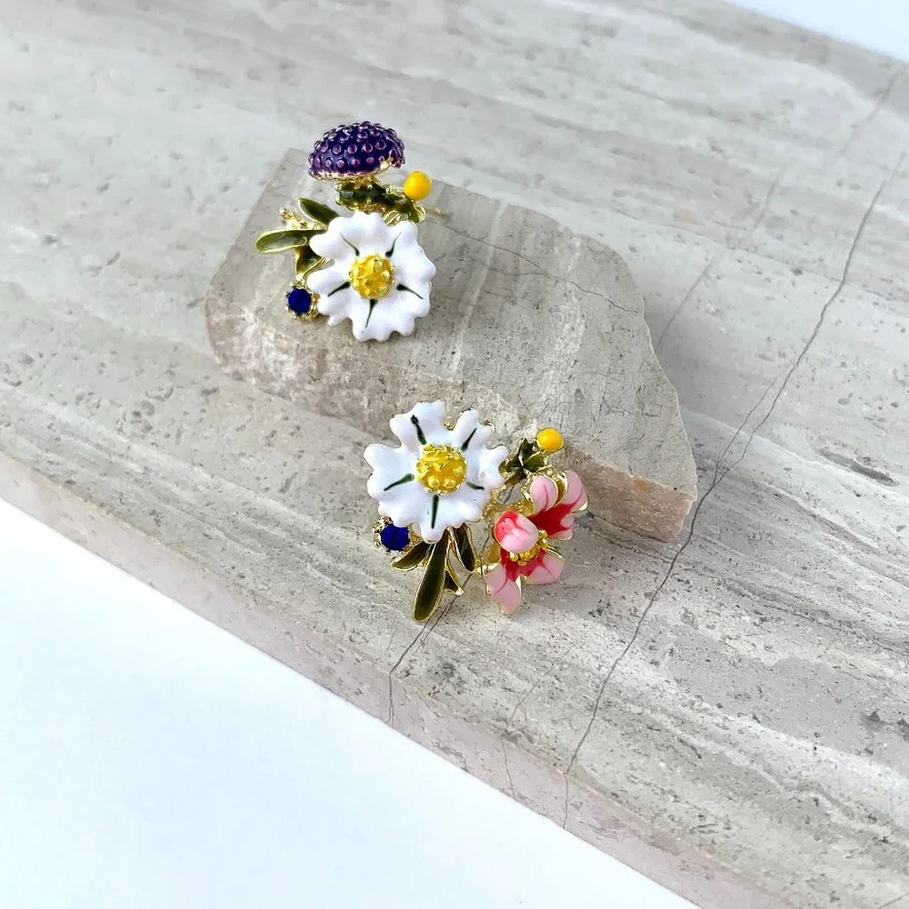 NEW~ Anthropologie Ornamental Floral Earrings - Picture 2 of 10